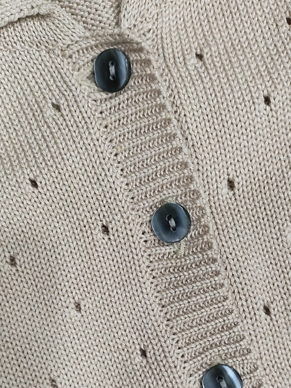 Ballinger Gold Cream Short-Sleeve Button-Up Knit Sweater - Picture 5 of 9